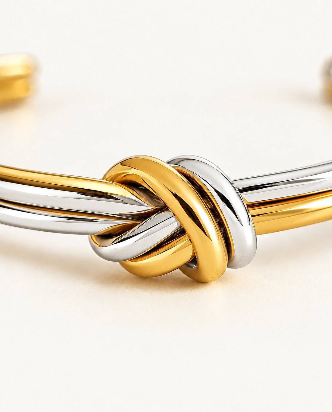 Polished Double-Knot Bangle - Gold &amp; Silver