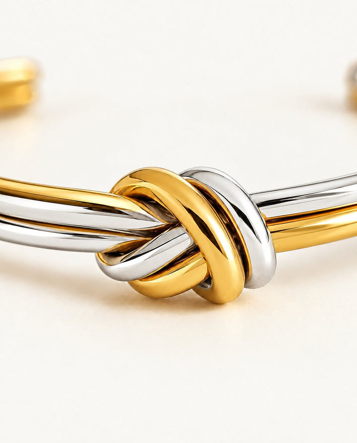 Polished Double-Knot Bangle - Gold &amp; Silver