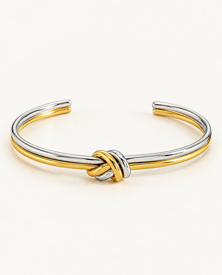 Polished Double-Knot Bangle - Gold &amp; Silver