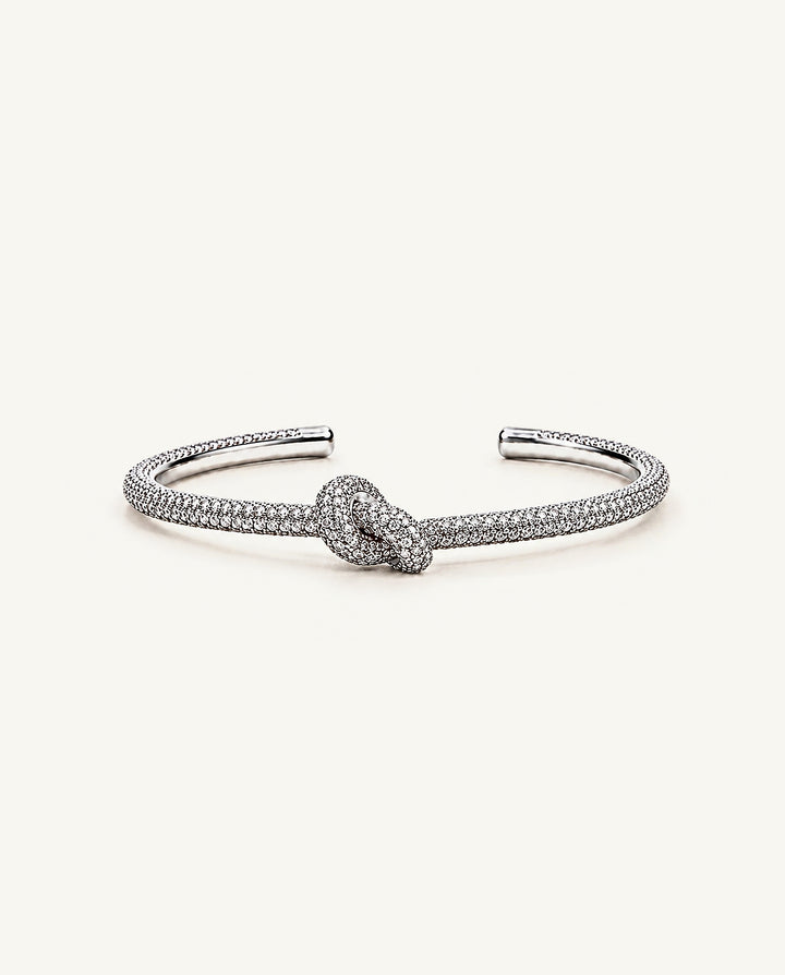 Pavé Single-Knot Cuff - Silver