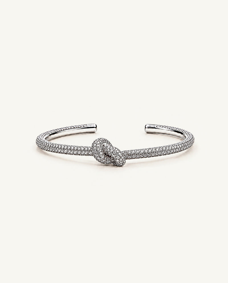 Pavé Single-Knot Cuff - Silver