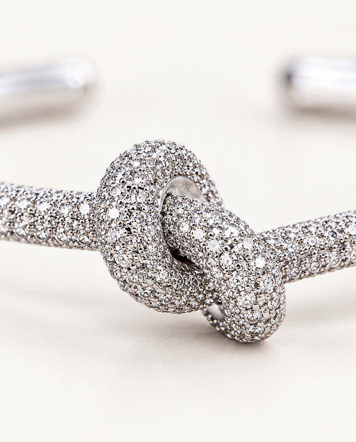 Pavé Single-Knot Cuff - Silver
