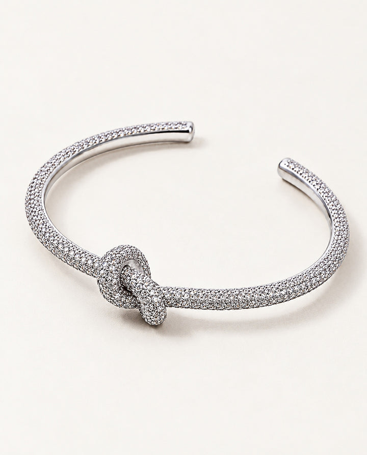 Pavé Single-Knot Cuff - Silver
