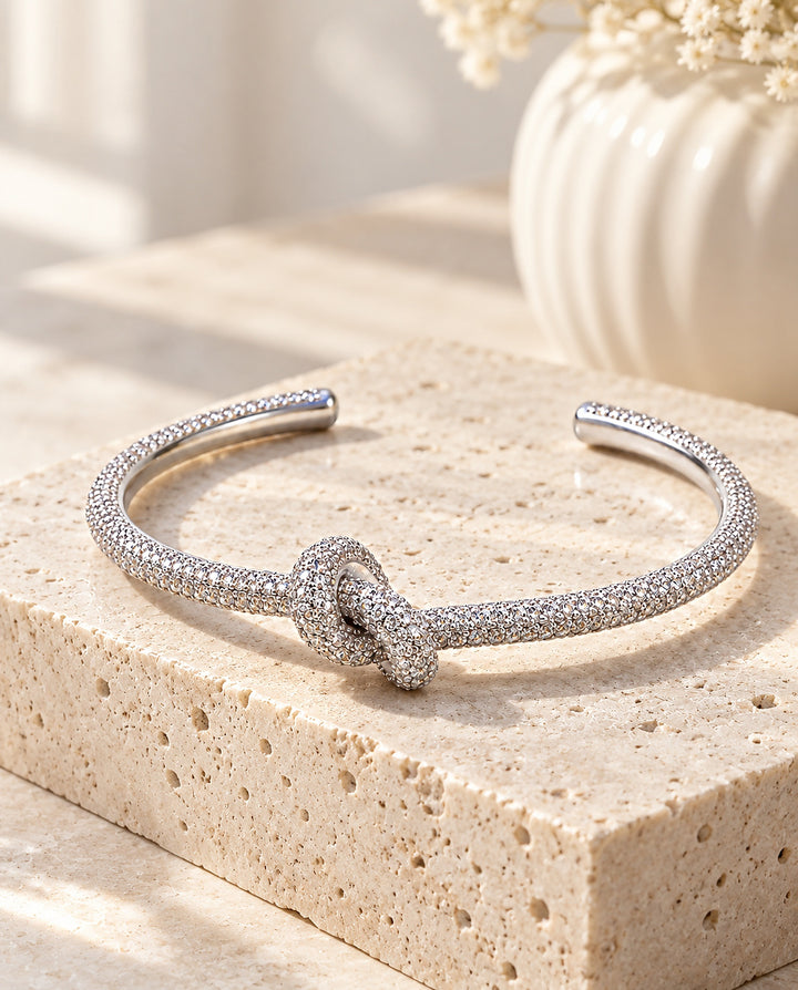 Pavé Single-Knot Cuff - Silver