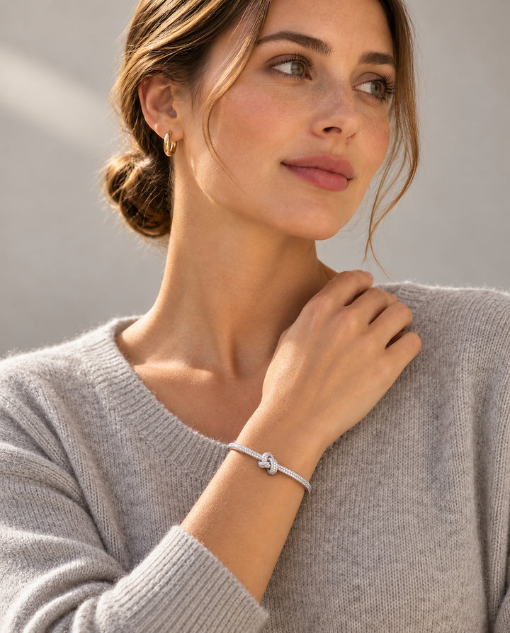 Pavé Single-Knot Cuff - Silver