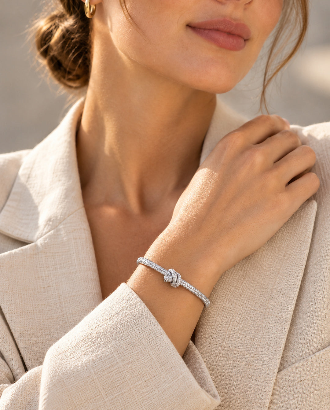 Pavé Single-Knot Cuff - Silver