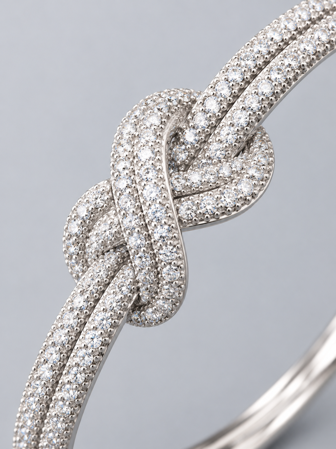 Pavé Double-Knot Cuff Bracelet - Silver