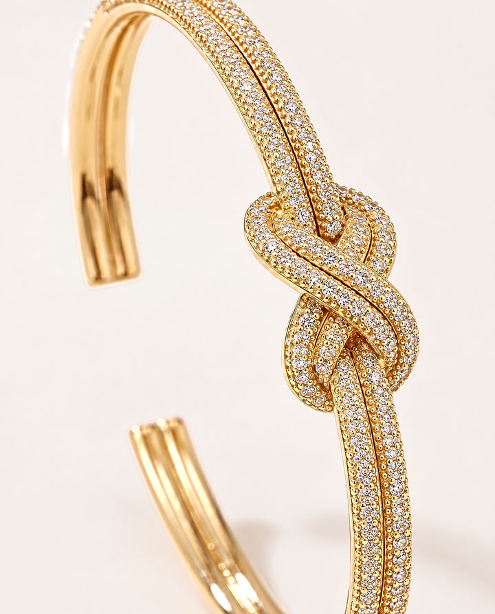 Pavé Double-Knot Cuff Bracelet - Gold