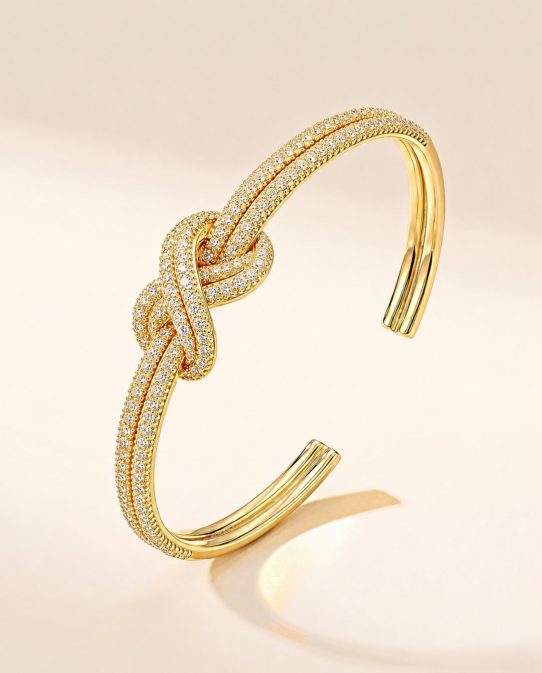 Pavé Double-Knot Cuff Bracelet - Gold