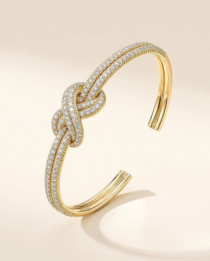 Pavé Double-Knot Cuff Bracelet - Gold