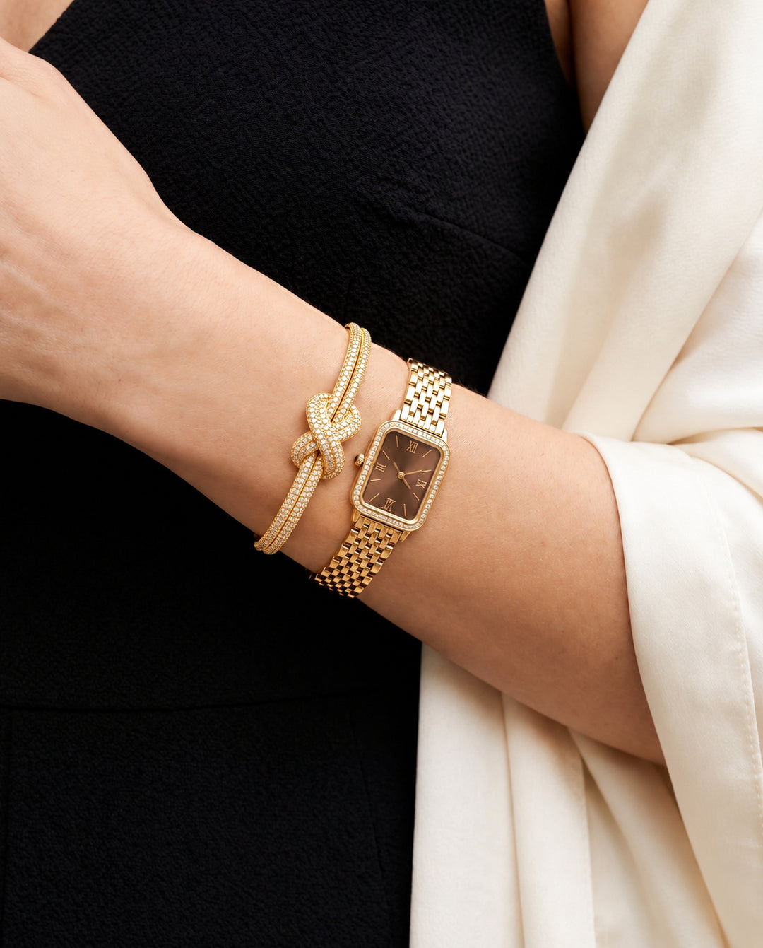 Pavé Double-Knot Cuff Bracelet - Gold
