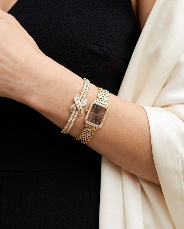 Pavé Double-Knot Cuff Bracelet - Gold