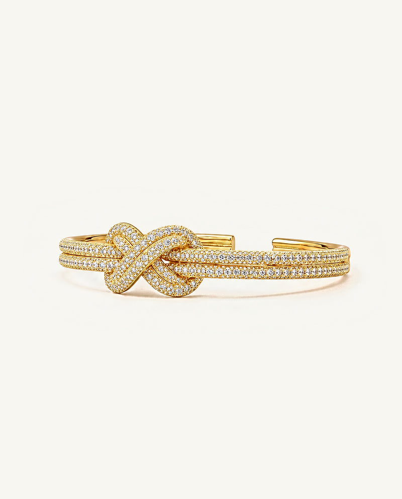 Pavé Double-Knot Cuff Bracelet - Gold