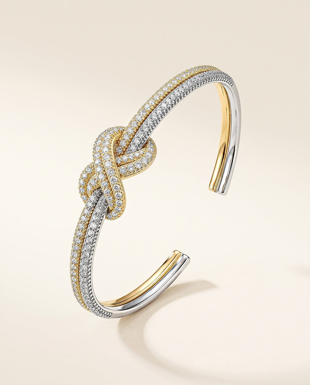 Pavé Double-Knot Cuff Bracelet - Gold &amp; Silver