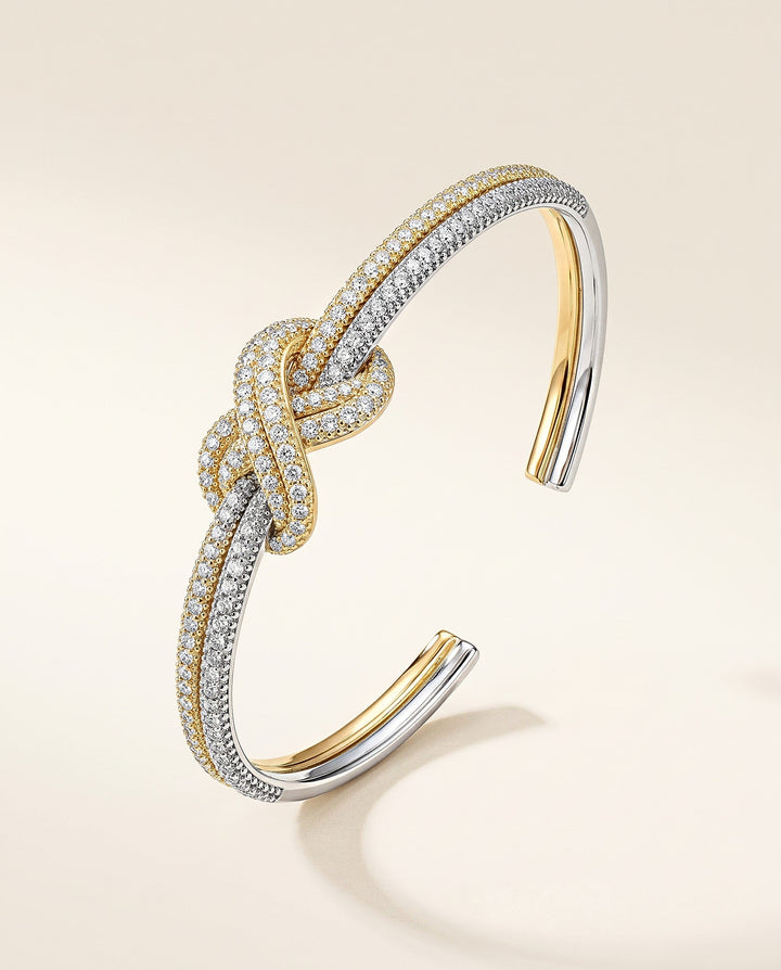 Pavé Double-Knot Cuff Bracelet - Gold &amp; Silver