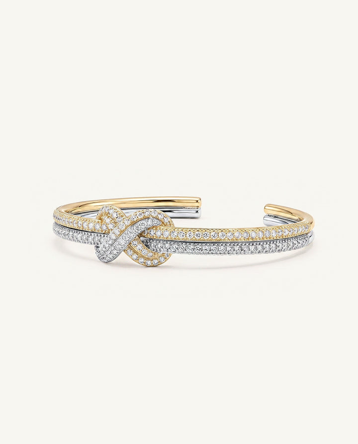 Pavé Double-Knot Cuff Bracelet - Gold &amp; Silver