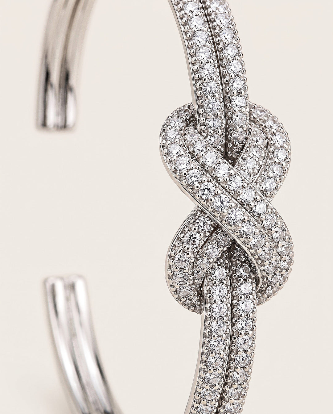 Pavé Double-Knot Cuff Bracelet - Silver