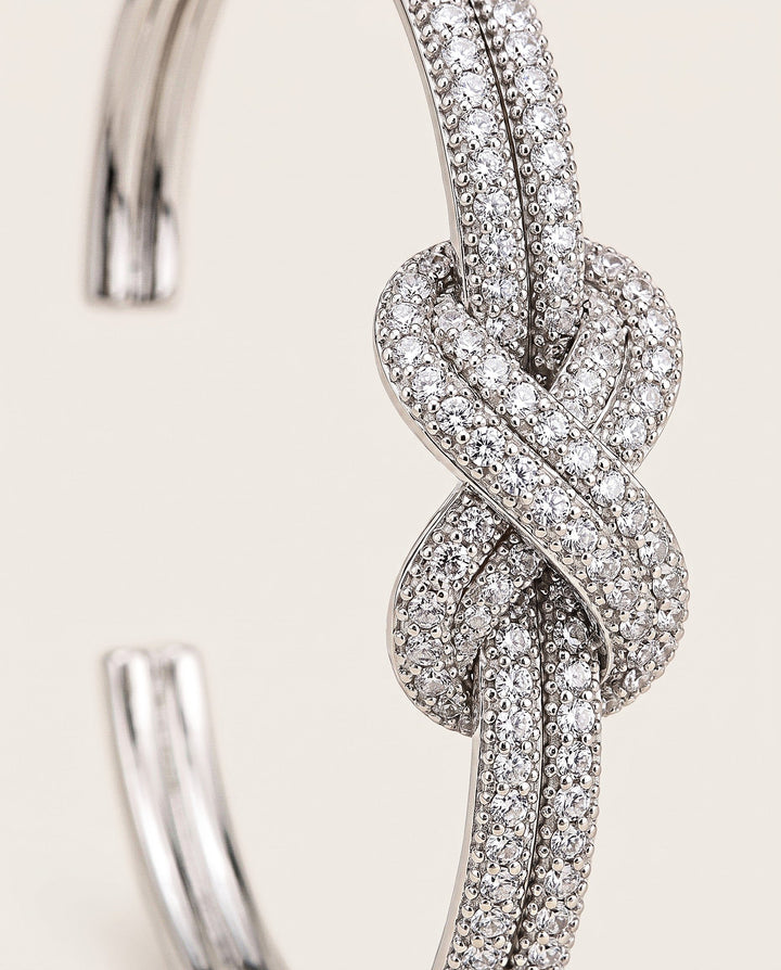Pavé Double-Knot Cuff Bracelet - Silver