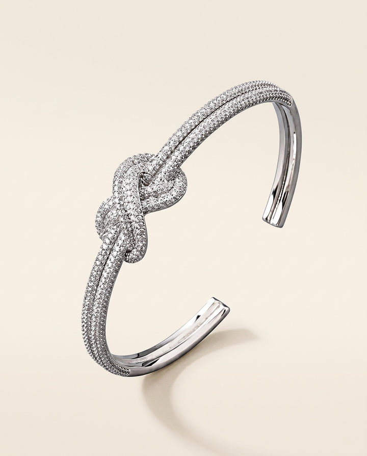 Pavé Double-Knot Cuff Bracelet - Silver