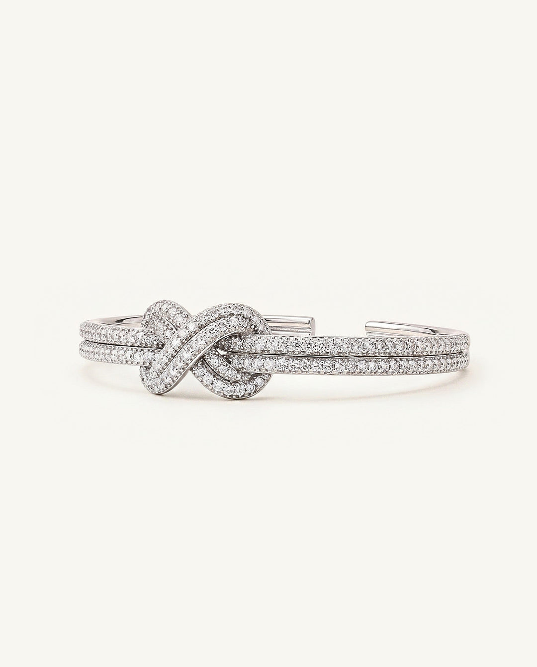 Pavé Double-Knot Cuff Bracelet - Silver