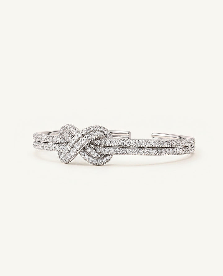 Pavé Double-Knot Cuff Bracelet - Silver