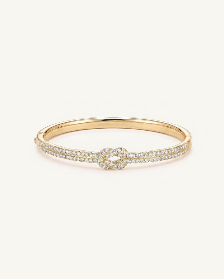 Pavé Knot Bangle Bracelet - Gold