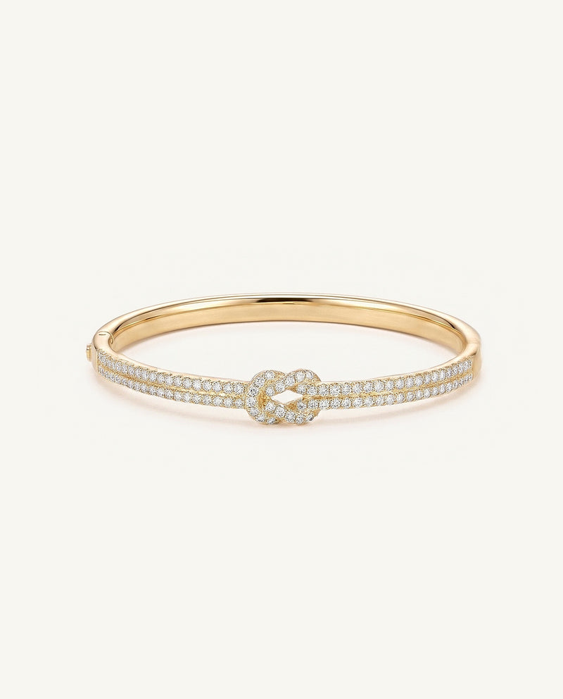 Pavé Knot Bangle Bracelet - Gold