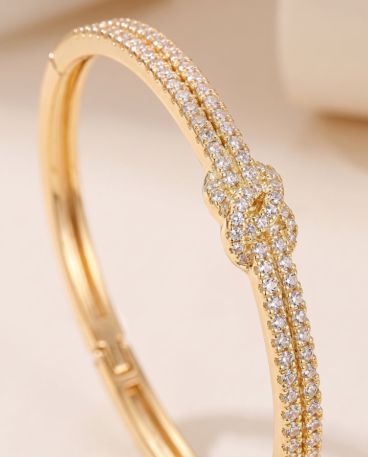 Pavé Knot Bangle Bracelet - Gold