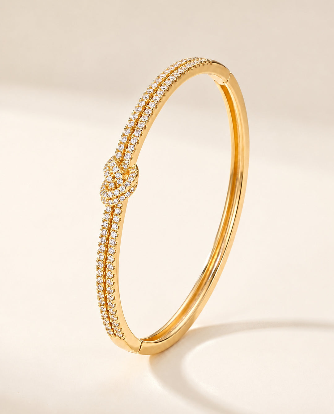 Pavé Knot Bangle Bracelet - Gold