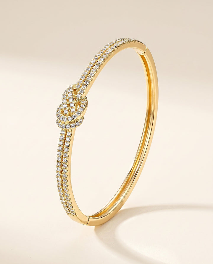 Pavé Knot Bangle Bracelet - Gold