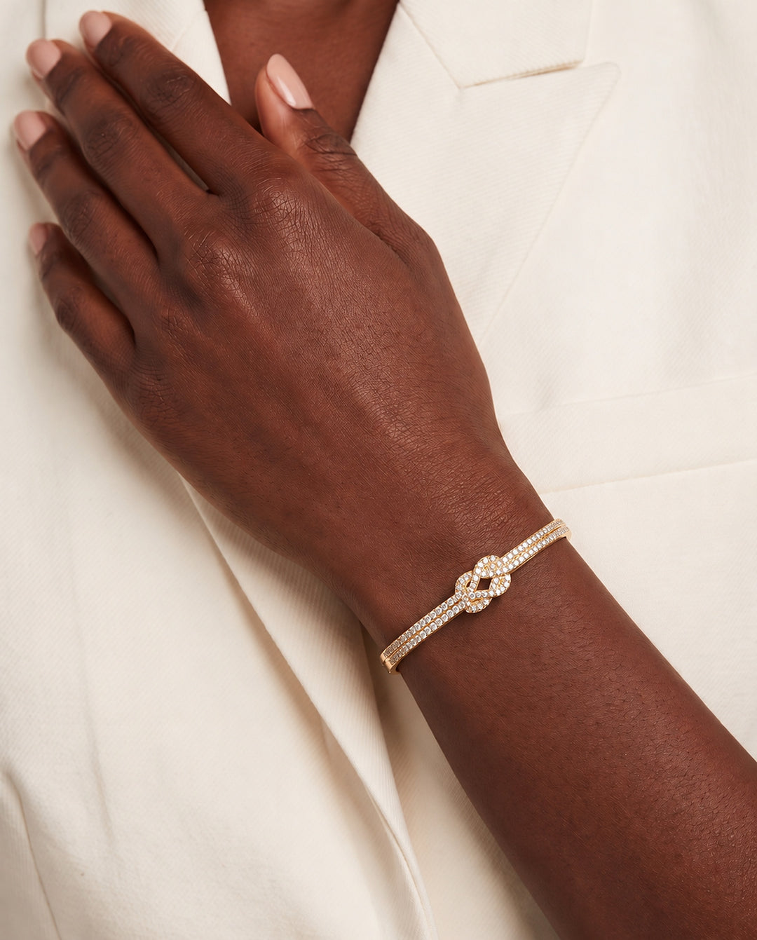 Pavé Knot Bangle Bracelet - Gold