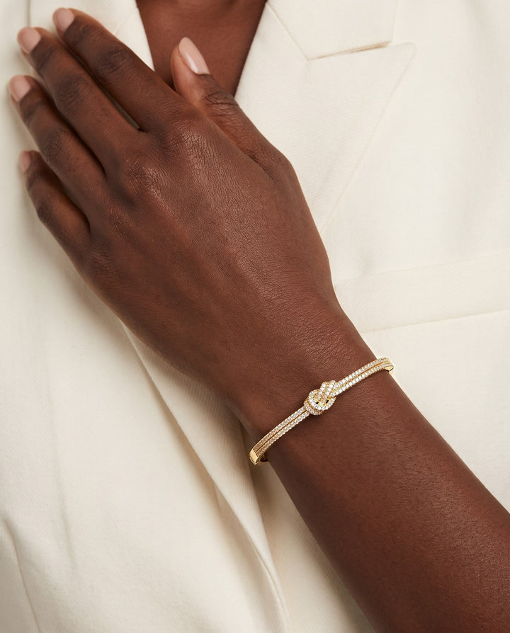 Pavé Knot Bangle Bracelet - Gold