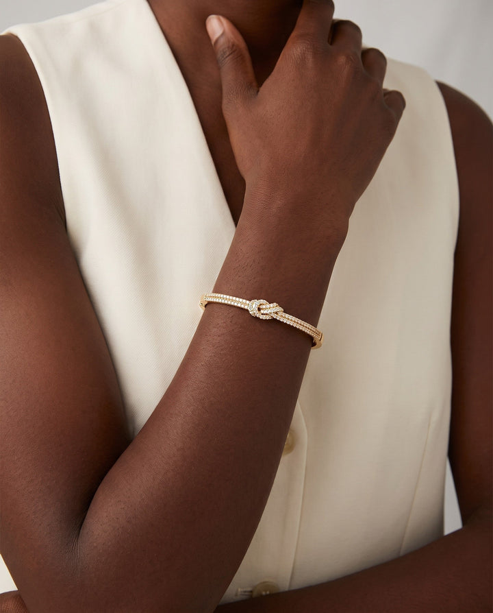 Pavé Knot Bangle Bracelet - Gold