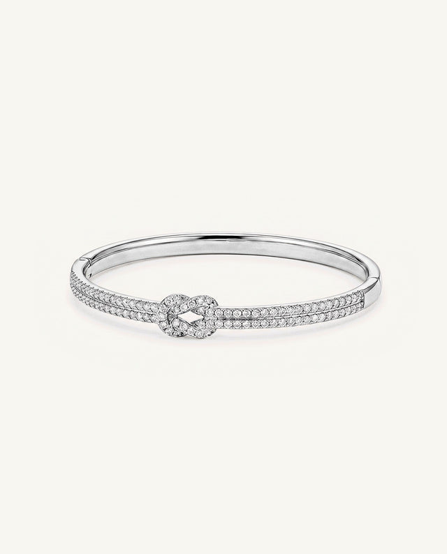 Pavé Knot Bangle Bracelet - Silver