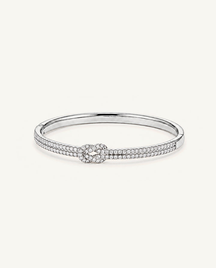 Pavé Knot Bangle Bracelet - Silver