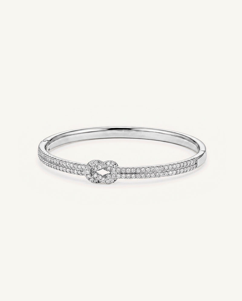 Pavé Knot Bangle Bracelet - Silver