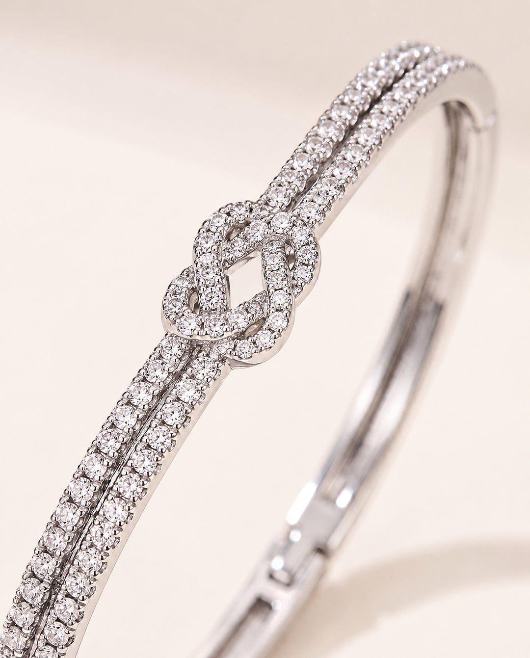 Pavé Knot Bangle Bracelet - Silver