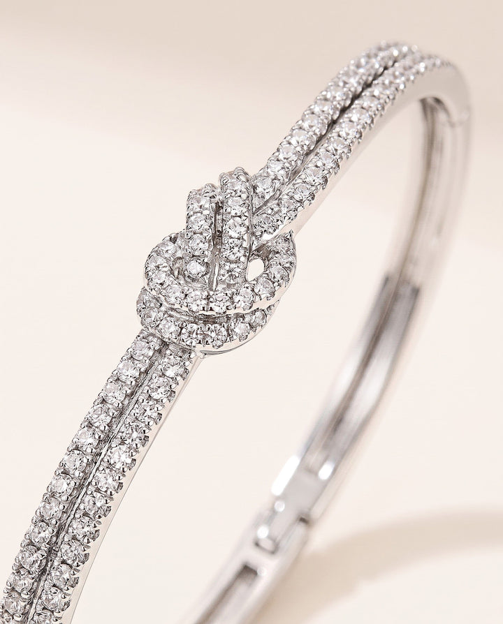 Pavé Knot Bangle Bracelet - Silver