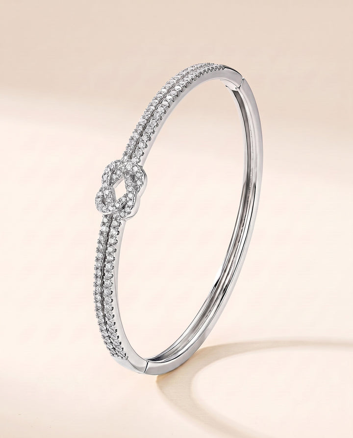 Pavé Knot Bangle Bracelet - Silver