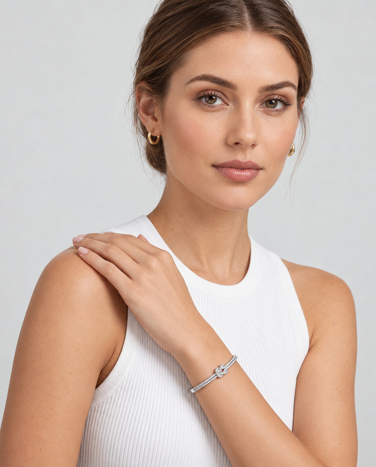 Pavé Knot Bangle Bracelet - Silver