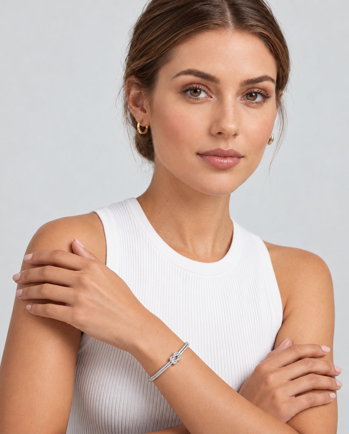 Pavé Knot Bangle Bracelet - Silver