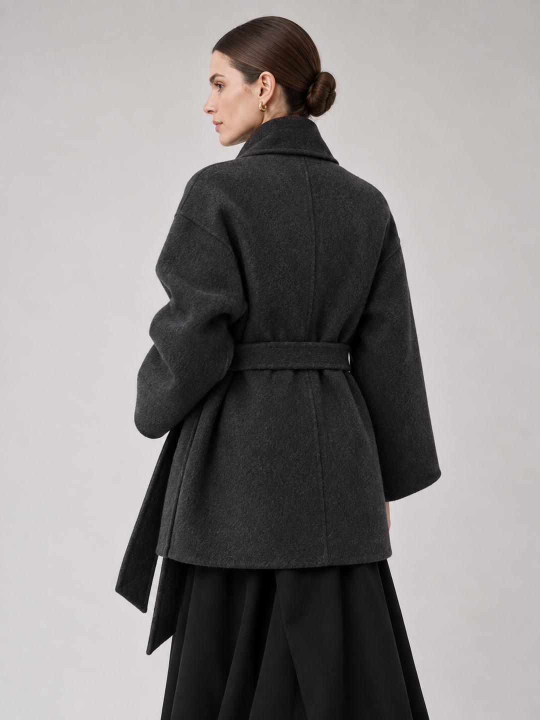 Two-Tone Sculptural Wrap Coat - 3