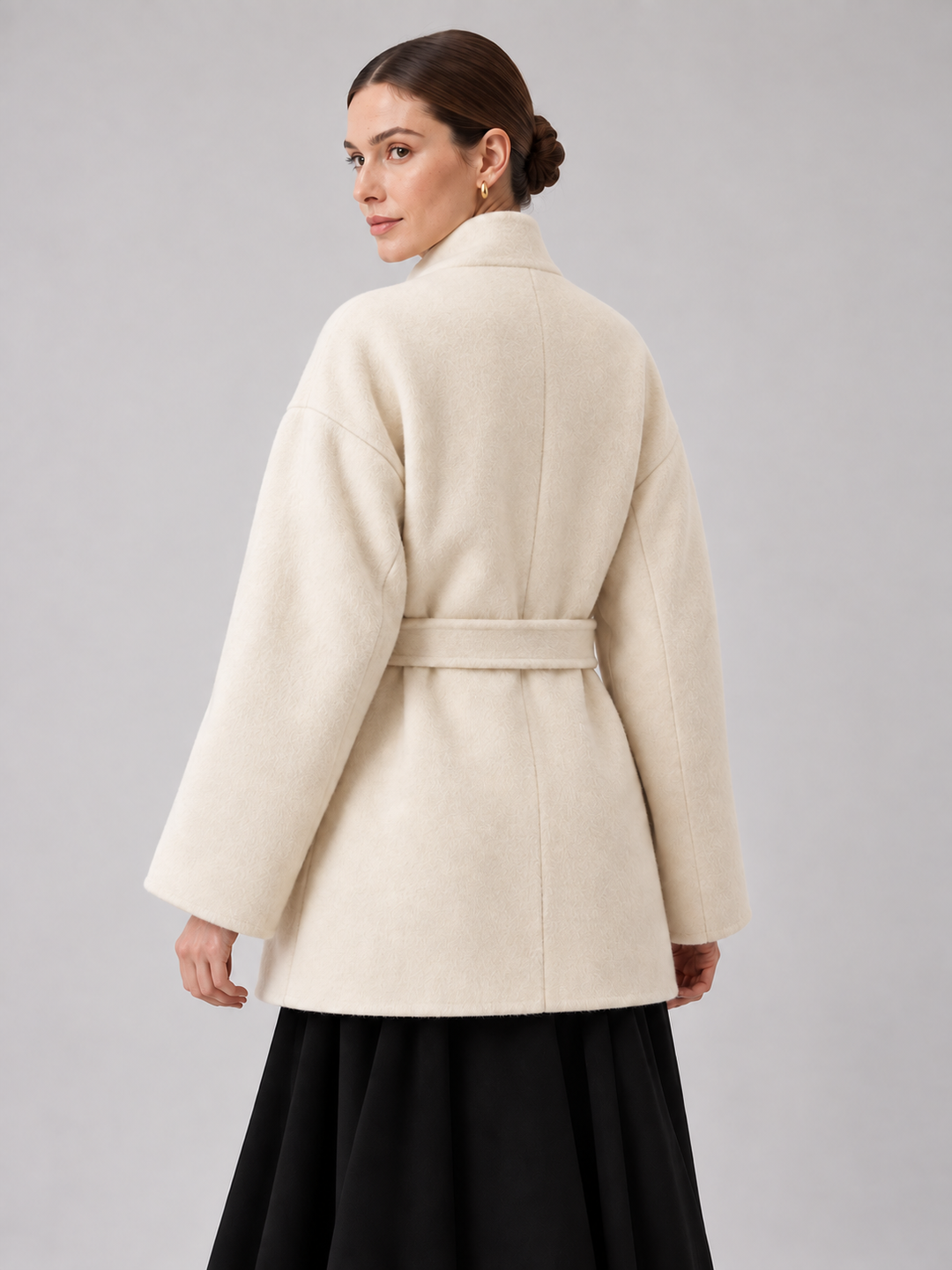 Two-Tone Sculptural Wrap Coat - 7