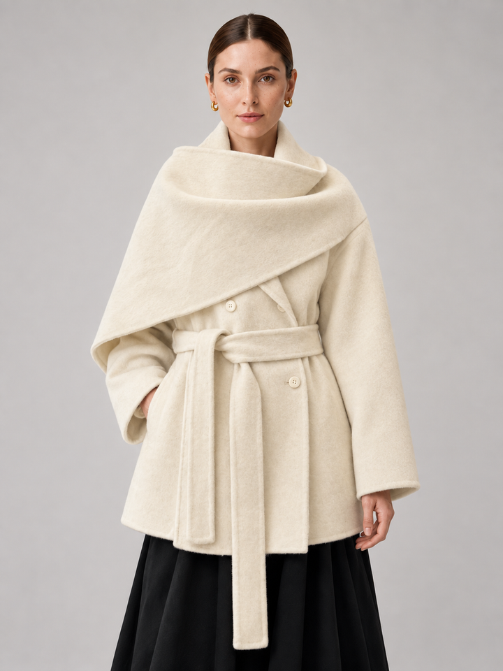 Two-Tone Sculptural Wrap Coat - 5