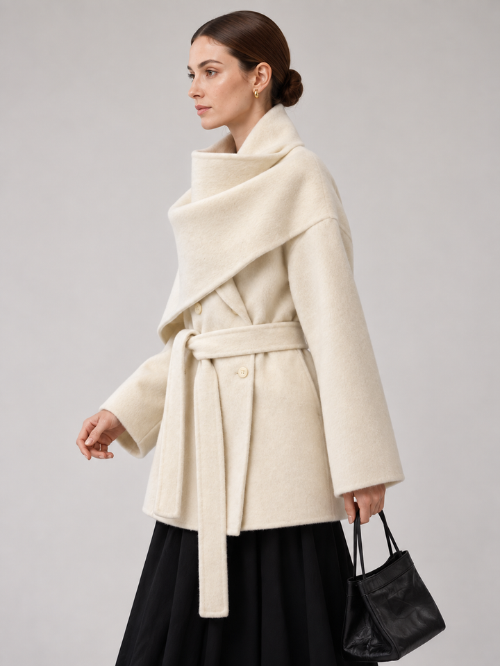 Two-Tone Sculptural Wrap Coat - 6