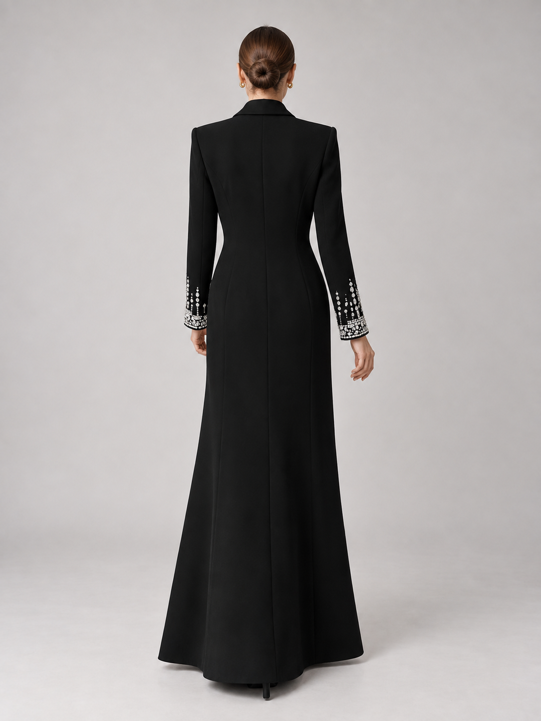 Crystal Cuff Tuxedo Maxi Dress - 3