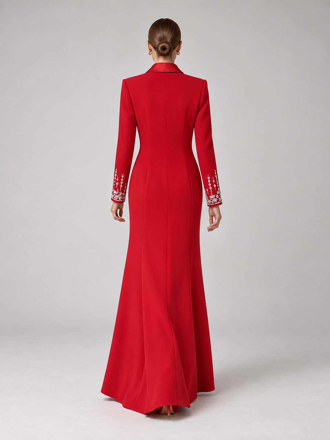 Crystal Cuff Tuxedo Maxi Dress - 7