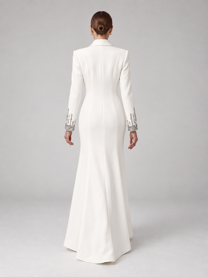 Crystal Cuff Tuxedo Maxi Dress - 11