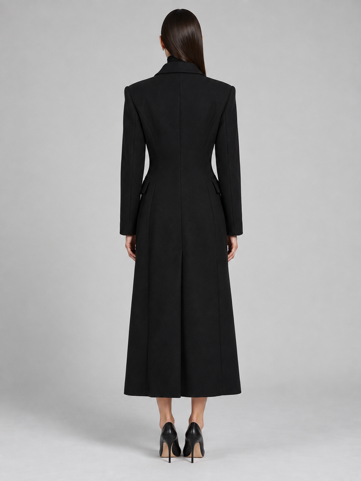 Black Tailored Long Coat - 3