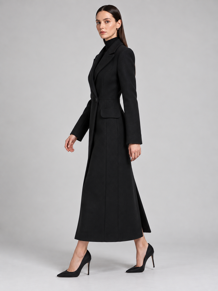 Black Tailored Long Coat - 2